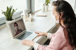 Woman on telehealth appointment